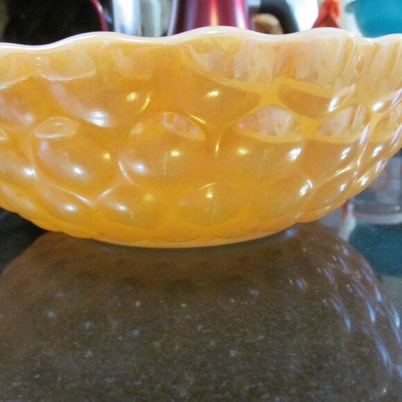 Vintage Anchor Hocking Iridescent Orange Bubble Glass Bowl 8.25" Fantastic Cond - Picture 12 of 14